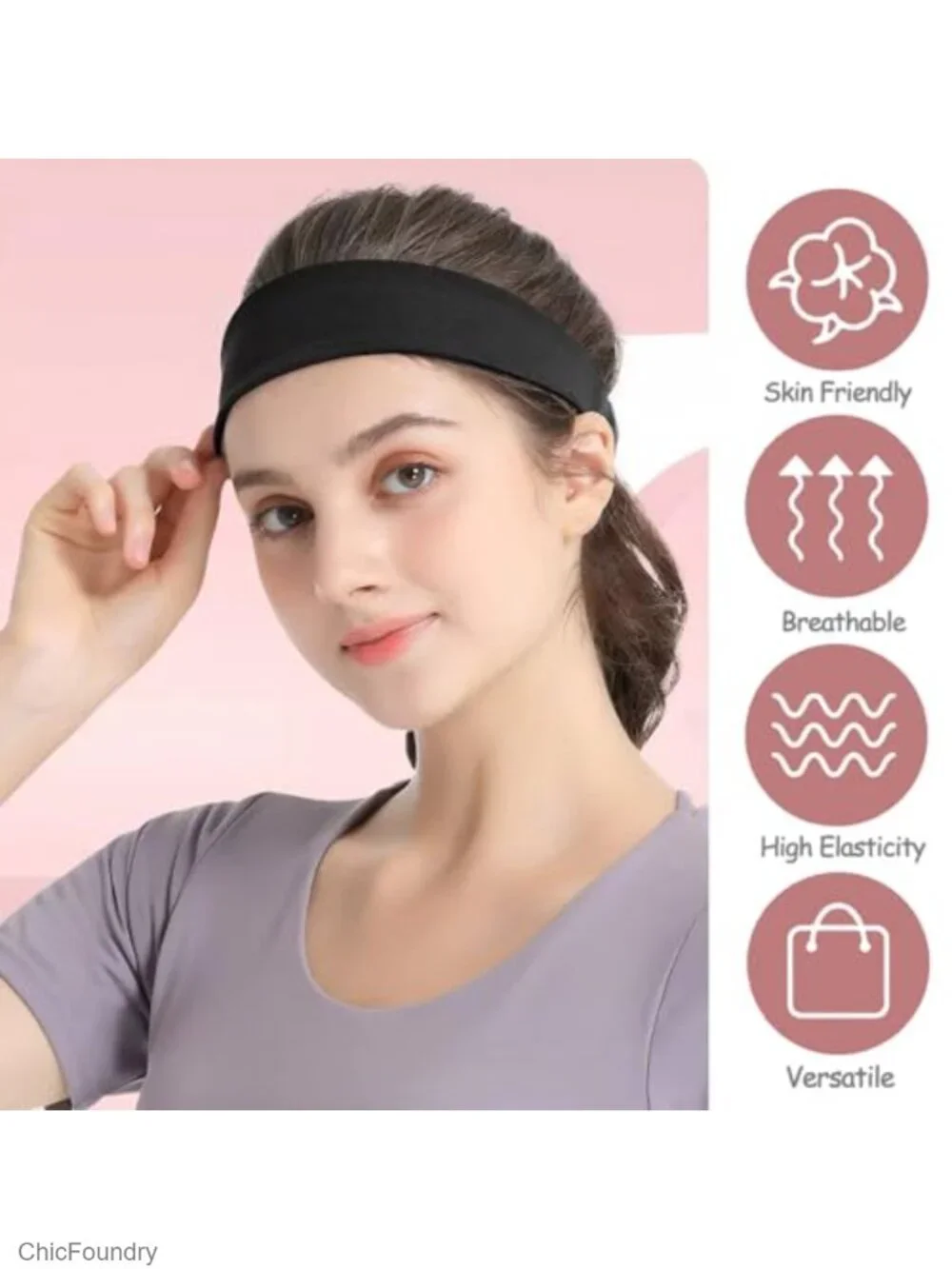 Non Slip Stretchy Fabric Headbands for Women, 9 Pack Yoga Sports Hair Bands